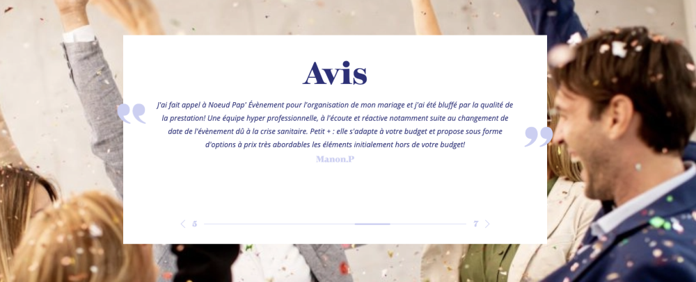 Avis cliente Manon L à propos d'une fête de Noel d'entreprise en Alsace organisée par Noeud Pap Evenements